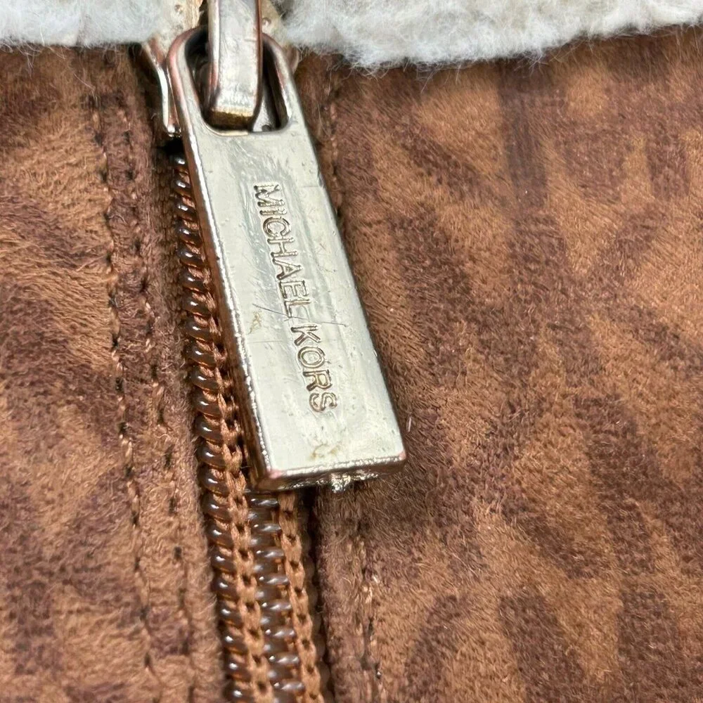 Michael Kors Boots Girls Size 4 Brown Faux Suede & Fur Ankle Zipper MK